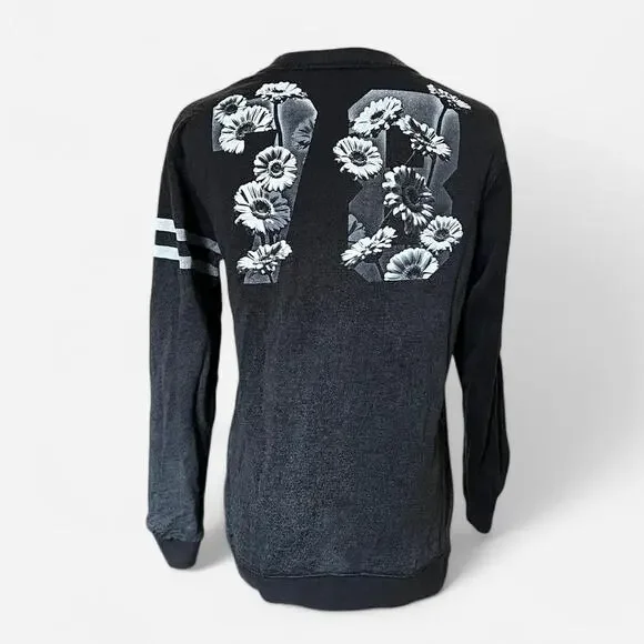 Diesel Black & White Floral Monochromatic Striped Sleeve 78 Back Sweater XXS - Picture 5 of 8